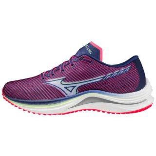 MIZUNO WOMEN'S WAVE REBELLION RUNNING SHOE-DIVA PINK-INDIGO WHITE (1L05)