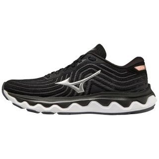 MIZUNO WOMEN'S WAVE HORIZON 6 D RUNNING SHOE-BLACK-SILVER (9073)