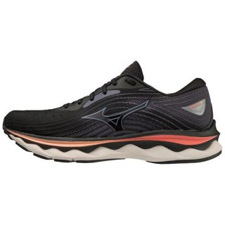 MIZUNO WOMEN'S WAVE SKY 6 D RUNNING SHOE-BLACK-QUICKSILVER (90QS)