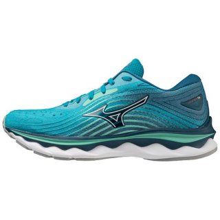 MIZUNO WOMEN'S WAVE SKY 6 RUNNING SHOE-ENAMEL BLUE-WHITE (EB00)