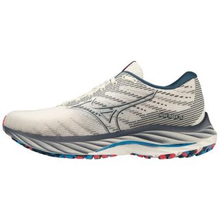 MIZUNO WOMEN'S WAVE RIDER 26 RUNNING SHOE-SNOW WHITE-SILVER (0D73)