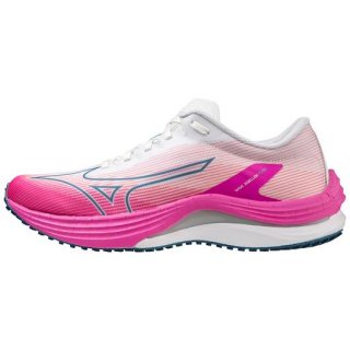 MIZUNO WOMEN'S WAVE REBELLION FLASH RUNNING SHOE-WHITE-SILVER (0073)