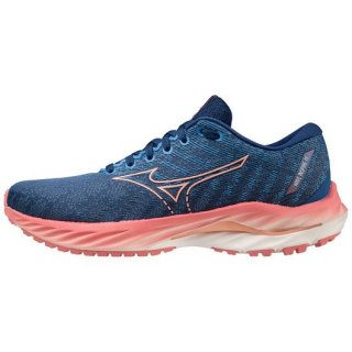 MIZUNO WOMEN'S WAVE INSPIRE 19 RUNNING SHOE-BLUE QUARTZ-PEACH BUD (BQ22)