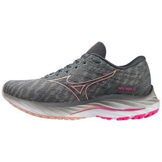 MIZUNO PROJECT ZERO WAVE RIDER 26 WOMEN'S RUNNING SHOE-ULTIMATE GREY-PEACH BUD