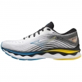 MIZUNO MEN'S WAVE SKY 6 RUNNING SHOE-WHITE-CYBER YELLOW (0034)